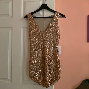Gold sequin mini dress